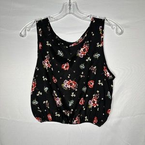 Kirra Black Floral Cropped Tank